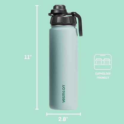 Vessence Tea Infuser Bottle - 24 Oz Insulated Loose Leaf & Fruit Infuser Bottle | Leak Proof with FlowSip Lid