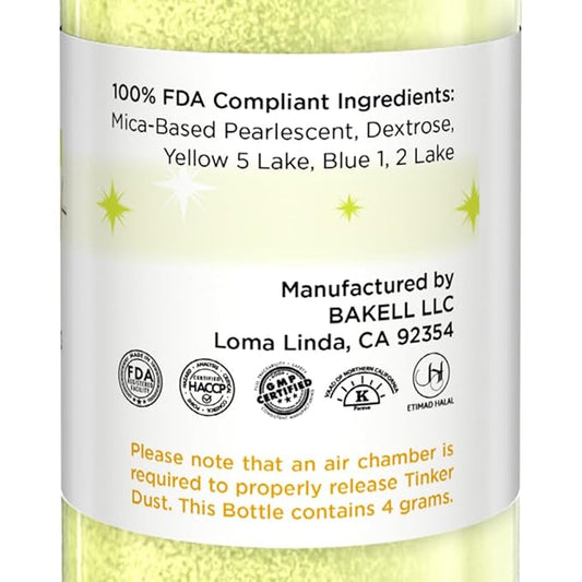 Bakell - Neon Green Tinker Dust (4g, 1x Mini Spray Pump) Edible Glitter for Food, Desserts, and Beverages!