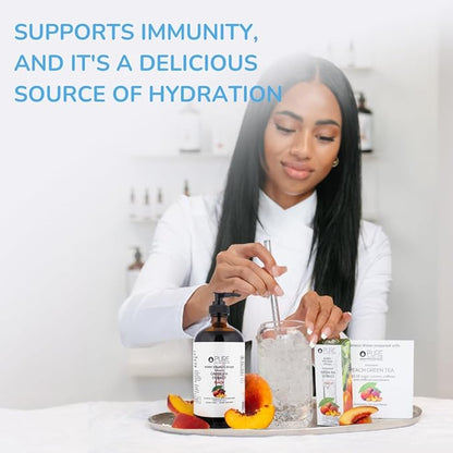 Pure Inventions - Green Tea Peach Water Infusion Drops - Antioxidants & Electrolytes - Health & Wellness Drink - Immunity Support - Sugar Free, Zero Calorie, No Artificial Sweeteners - 500 Servings