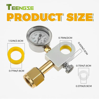 CO2 Refilling Adapter with Pressure Gauge, TEENGSE Silver Soda Exchange Carbonator Refill Quick Adapter Compatible with DUO Terra Art Soda Machine