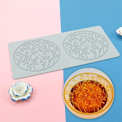 Silicone Lace Mold, Wedding Cake Lace Mat, Coral Cake Decorating Mold Flower Fondant Impression Mats for Edible Lace Fondant Mold, Sugar-Lace Cupcake Mat Tools (C_10.6x5.44x0.12inch)