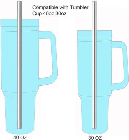 dcieiosul Set of 4 Reusable Metal Straws, Long Stainless Steel Straw with Cleaning Brushes and Case, Drinking for 40 oz and 30 oz Tumblers