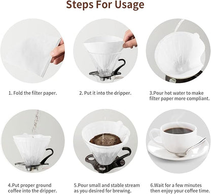 Coffee Filters, Size 02 White Cone Filters, 200 Count Disposable Natural Paper Filters 2-4 Cup, 02 Cone For Pour Over and Drip Coffee Maker