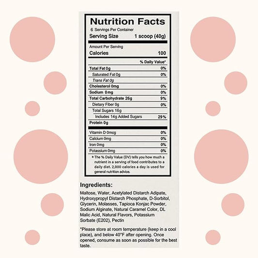 Instant Brown Sugar Boba, 70% Fewer Calories, Made with Konjac and Tapioca, Brown Sugar Boba Pearls for Boba tea, Shakes and Dessert, Plant-Based 6 Ready-to-Eat Pouches (240g)