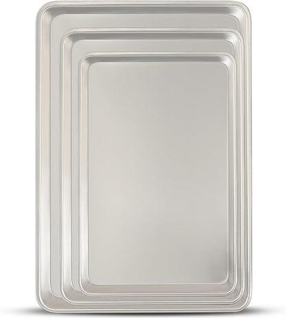 Baking Sheet Pan Set of 3, Commercial Quality Aluminum Cookie Sheets for Oven, Umite Chef Warp Resistant Baker's Half/Quarter/Jelly Roll Pans, Thick Cookie Tray Pans for Baking, Roasting