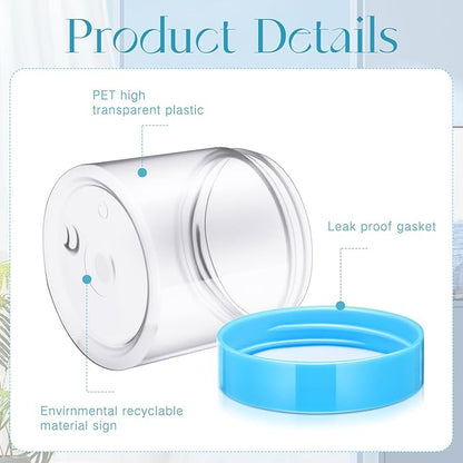 Patelai 4 Pieces Round Wide-mouth Leak Proof Plastic Container Jars with Lids for Travel Storage Makeup Beauty Products Face Creams Oils Salves Ointments DIY Making(8 Ounce,Blue)