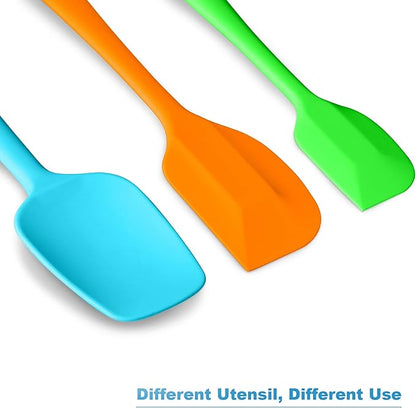Silicone Spatula 3-piece Set, Ergonomic Handle High Heat-Resistant Spatulas, Non-stick Rubber Spatulas with Stainless Steel Core