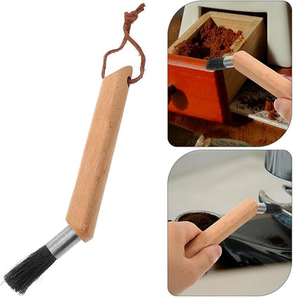 Artibetter Coffee Machine Cleaning Brush - Multi-Functional Wood and Bristle Brush for Thorough Espresso Grinder Maintenance