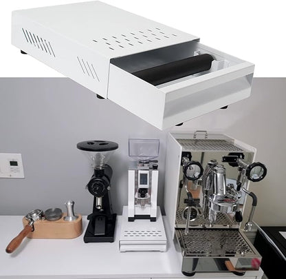 Espresso Knock Box Drawer, Stainless Steel High Bearing Capacity Coffee Knockbox For Home and Commercial Use, Middle Size 13.77 x 9.84 x 3.54 inch (White)