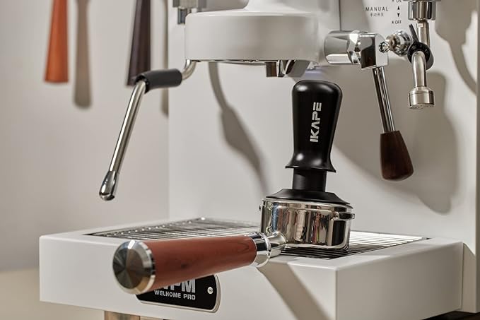 IKAPE 58.35mm Espresso Tamper, Premium Barista Coffee Tamper with Calibrated Spring Loaded, 100% Stainless Steel Base Tamper Compatible with Espresso Machine Rancilio, Gaggia Bottomless Portafilter