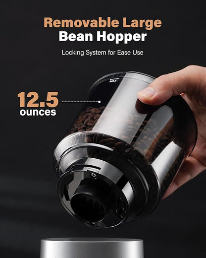 SHARDOR Conical Burr Coffee Grinder Electric, Espresso Coffee Bean Grinder with Precision Electronic Timer, Adjustable Burr Mill with 51 Precise Settings for Home Use, Stainless Steel Container
