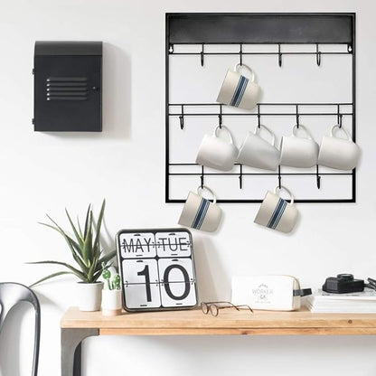 AJART Coffee Bar Decor Mug Holder: 22" Large Square Coffee Cup Rack for Home Kitchen Office Dining Room Cafe Bar