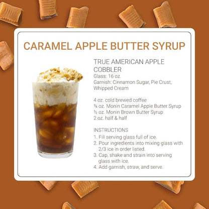 Monin - Caramel Apple Butter Syrup, Buttery Caramel and Cooked Apple Flavor, Natural Flavors, Great for Hot Lattes, Ciders, and Seasonal Cocktails, Non-GMO, Gluten-Free (1 Liter)