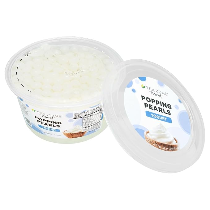 Tea Zone [1 Pound] Yogurt Popping Pearls, Bursting Pearls for Teas, Shakes, Smoothies, Dessert Toppings