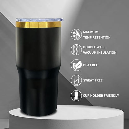 20 oz Tumbler Stainless Steel Tumbler with Lid and Straw, Double Wall Vacuum Insulated Travel Coffee Mug for Laser Engrave, Powder Coated Cups for Hot and Cold Drinks (Black,1 pack)