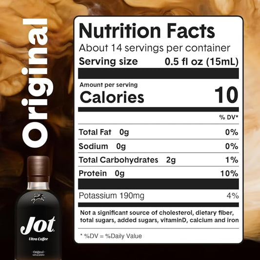 Jot Coffee Concentrate (Gift Set) High Caffeine Cold Brew Coffee Concentrate Liquid for Iced Coffees, Instant Espresso, Hot or Cold Instant Coffees - Makes 14 Cups, 150mg Caffeine/Tbsp, Sugar Free