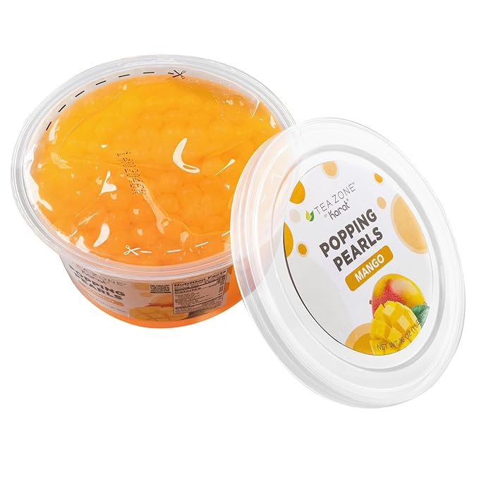 Tea Zone [1 Pound] Mango Popping Pearls, Bursting Pearls for Teas, Shakes, Smoothies, Dessert Toppings