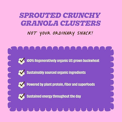Clusterbucks Superfood Clusters – Grain-Free, Keto-Friendly Granola with Regeneratively Grown Sprouted Buckwheat– Gluten-Free, Low-Carb, Organic Healthy Snack (3-Pack, Birthday Cake)