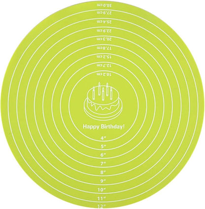 Silicone Baking Mat Cake Mat Silicone Cake Mat Silicone Baking Mat with Measurements for CakeTurntable Stand Non-Stick Heat Resistant Pastry Baking Sheet -Green