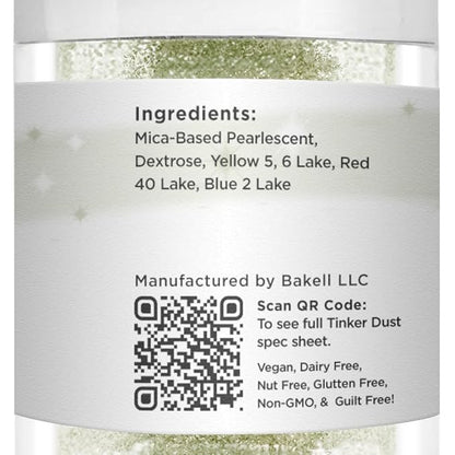 Bakell - Tinker Dust Soft Olive Green Edible Glitter for Cakes, Cupcakes, Cake Pops, Drinks, Dessert Vegan Glitter & Dusts (25g, Soft Olive Green)