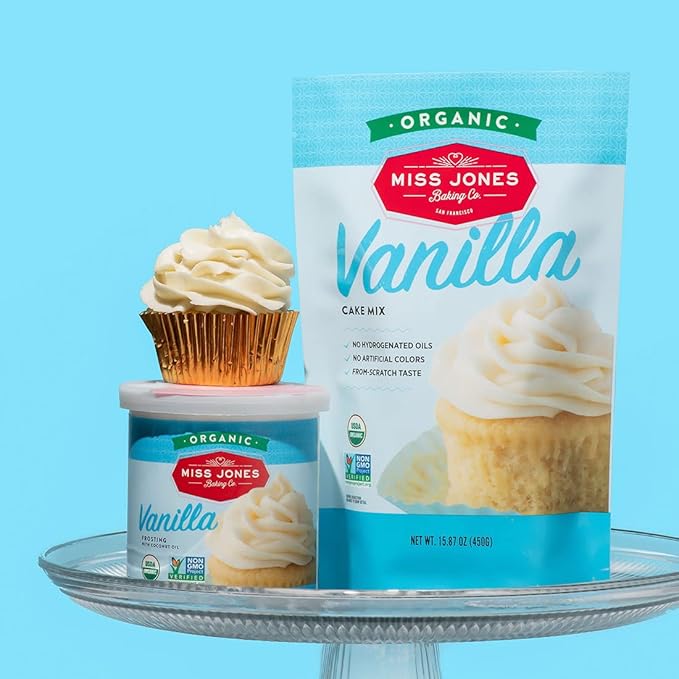 Miss Jones Baking Organic Buttercream Frosting, Perfect for Icing and Decorating, Vegan-Friendly: Vanilla (Pack of 6)