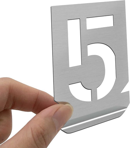 HAUTMEC Vintage Stainless Steel Numbers Stencils, 0 to 9 Stainless Steel Stencils & Holder, 1-1/2"(40mm) Numbers, Shop Stencil, Advertising Stencilling, Craft-Printing, Reusable HT0240