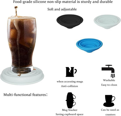 Coffee Mug Organizers and Storage (6Pack), Adjustable Mug Organizer for Kitchen Cabinet Shelf, Cup Stacker Holder for Tea Cup, Coffee Mug, Glassware, Save Space for Cupboard (Whit)