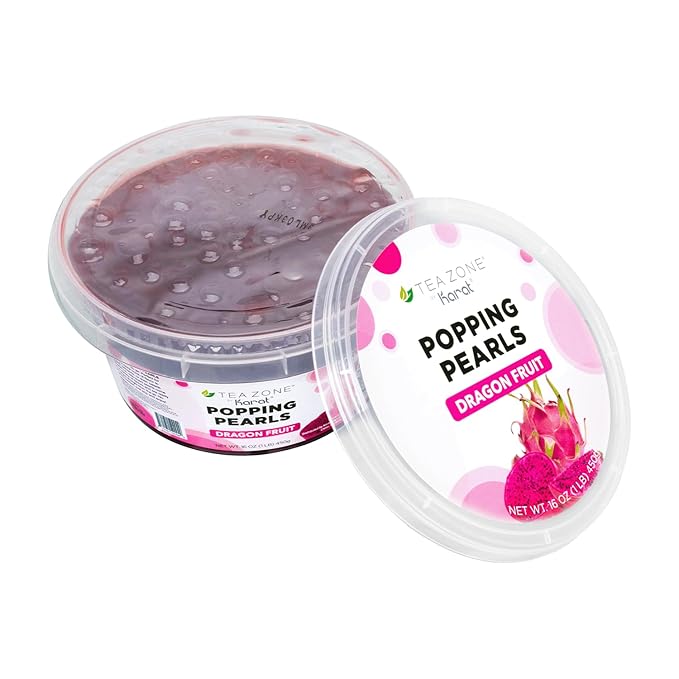 Tea Zone [1 Pound] Dragon Fruit Popping Pearls, Bursting Pearls for Teas, Shakes, Smoothies, Dessert Toppings