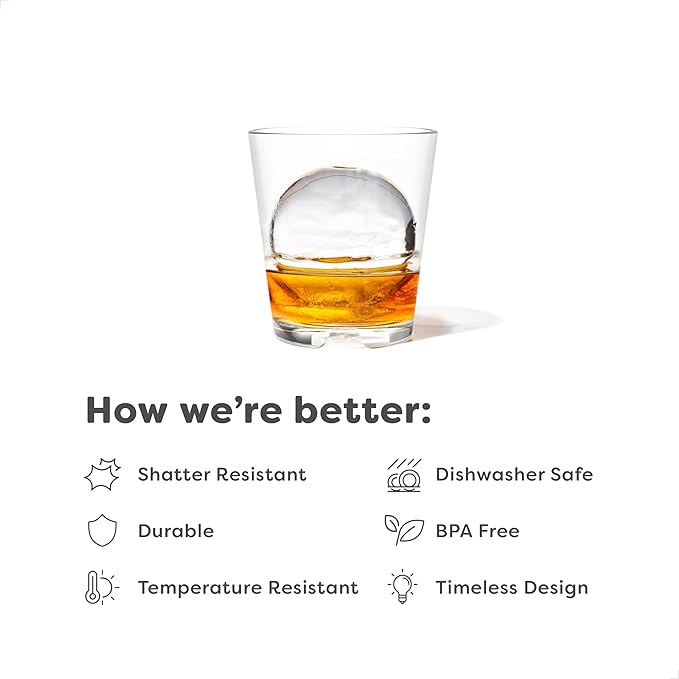 TOSSWARE RESERVE 10oz Stacking Old Fashioned, SET OF 4, Premium Quality, Dishwasher Safe & Heat Resistant Unbreakable Plastic Old Fashioned Glasses