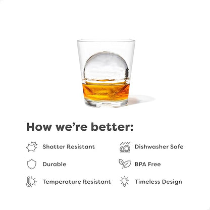 TOSSWARE RESERVE 10oz Stacking Old Fashioned, SET OF 4, Premium Quality, Dishwasher Safe & Heat Resistant Unbreakable Plastic Old Fashioned Glasses