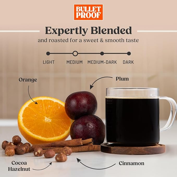 Bulletproof Original Medium-Roast Single-Serve Coffee Pods, 24 Count, 100% Arabica Beans, Clean Coffee Tested for Toxins, Packaging May Vary