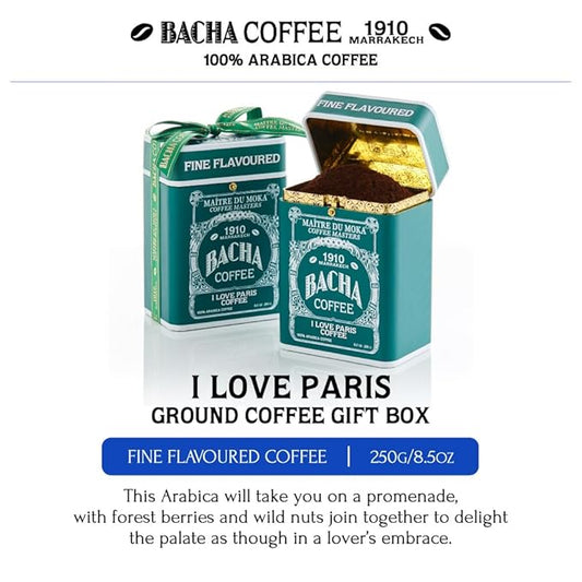 Bacha Coffee | I Love Paris Fine Flavoured Signature Nomad Collection, 100% Arabica Specialty Coffee, Ground Beans, Medium Roast, 250g