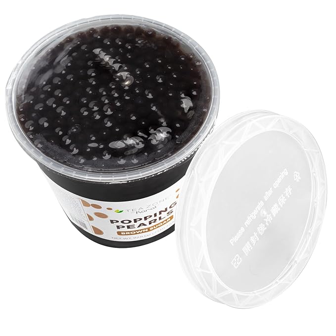 Tea Zone [7 Pounds] Brown Sugar Popping Pearls for Boba Tea Beverages, Sweets, Ice Cream Topping | B2066