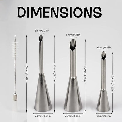 Cream Puff Filling Tip,Eclair Piping Tip,Long Puff Nozzle Tip Decorating Tool for Donuts,Cupcakes,Pastry,3 Pcs