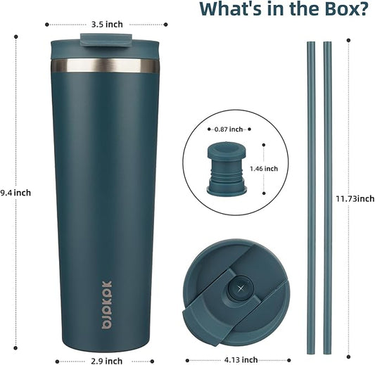 BJPKPK 30oz Stainless Steel Insulated Tumbler With lid And Straw Travel Coffee Thermal Tumblers Cup For Women And Men,Navy Blue