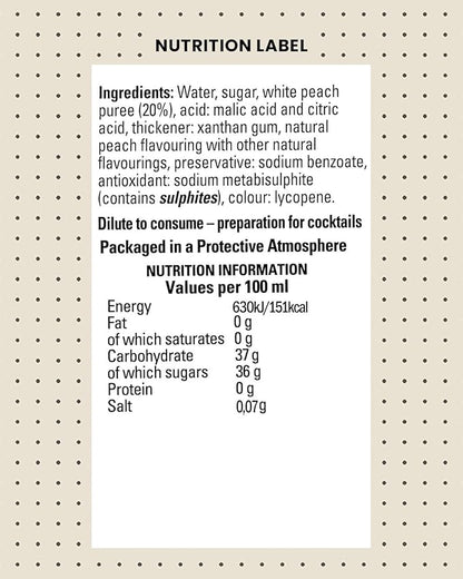 Finest Call Premium White Peach Fruit Puree, 1 Liter Bottle (33.8 Fl Oz), Pack of 3