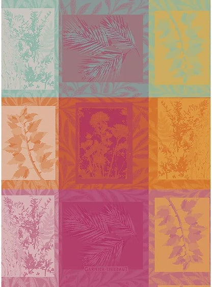 Garnier Thiebaut Mille Vegetaux Arc En Ciel (A Thousand Rainbow Plants) French Kitchen Towel 22"x30", Cotton, Jacquard