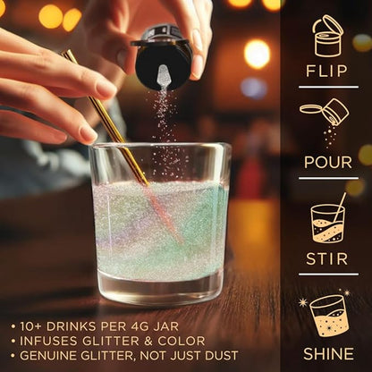 Gold Iridescent BREW GLITTER Edible Glitter For Drinks, Cocktails, Beer, Garnish Glitter & Beverages | KOSHER & HALAL Certified | 100% Edible & Food Grade | Vegan, Gluten, Nut Free (25g Spray Pump, Gold Iridescent)