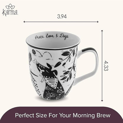 Karma Gifts 14 oz Black and White Boho Mug Western - Cute Coffee and Tea Mug - Ceramic Coffee Mugs for Women and Men