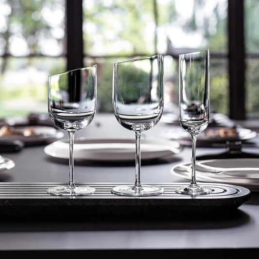 Villeroy & Boch New Moon Set, 4 Pieces, Elegant, Modern Sloping Champagne, Crystal Glass, Transparent, Dishwasher Safe