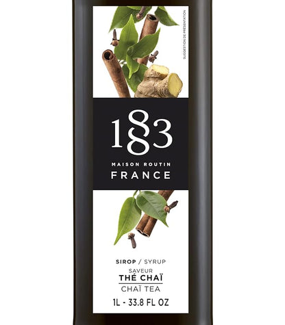 1883 Chai Tea Syrup for Drinks, Made in France, 1 Liter Glass Bottle