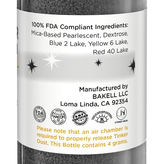 Bakell - Black Tinker Dust (4g, 1x Mini Spray Pump) Edible Glitter for Food, Desserts, and Beverages!