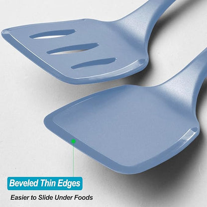 600˚F Heat Resistant Silicone Spatula Set, 13.6" Kitchen Spatula Turners for Non Stick Cookware, Flexible Spatulas with Thin Edges, Seamless Cooking Utensils for Fish, Eggs, Pancakes, Starry Blue