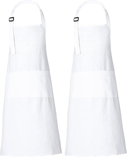 RAJRANG 100% Cotton Cooking Apron with 3 Pockets Kitchen Chef BBQ Adjustable Bib Aprons for Women Men