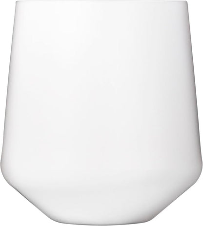 Drinique Unbreakable Stemless Wine Glasses (Set of 4) 12oz Tritan Plastic Stemless Glassware for Indoor or Outdoor Use - White