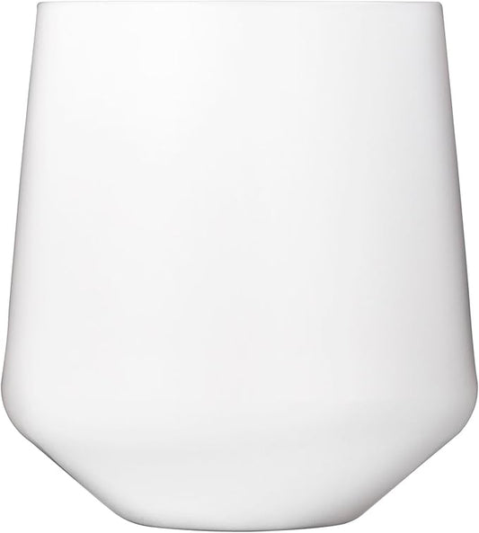 Drinique Unbreakable Stemless Wine Glasses (Set of 4) 12oz Tritan Plastic Stemless Glassware for Indoor or Outdoor Use - White