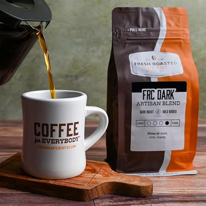 Fresh Roasted Coffee, FRC Dark Roast Blend, 12 oz, Kosher, Ground