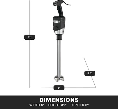 Waring Commercial WSB60 Big Stix Heavy Duty Immersion Blender, 16" Removable Shaft, 1 HP/700 Watt Variable Speed Motor, 120V, 5-15 Phase Plug,Black/Silver,25-Gallon