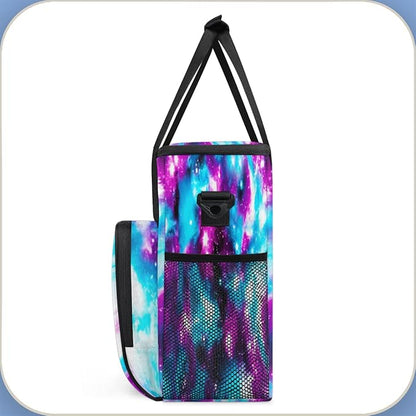 Funny Galaxy Coffee Maker Carring Bag Glitter Space Travel Storage Tote Bag Compatible with Keurig K-Mini or K-Mini Plus Portable Single Serve Coffee Brewer Case with Pockets for K-cup Pods