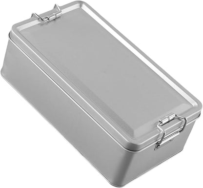 Metal Tin Box, Tinplate Metal Storage Tins Tea Container Rectangular Cookie Box With Lids For Storaging Cookies Snowflake Pastries Tea(L)